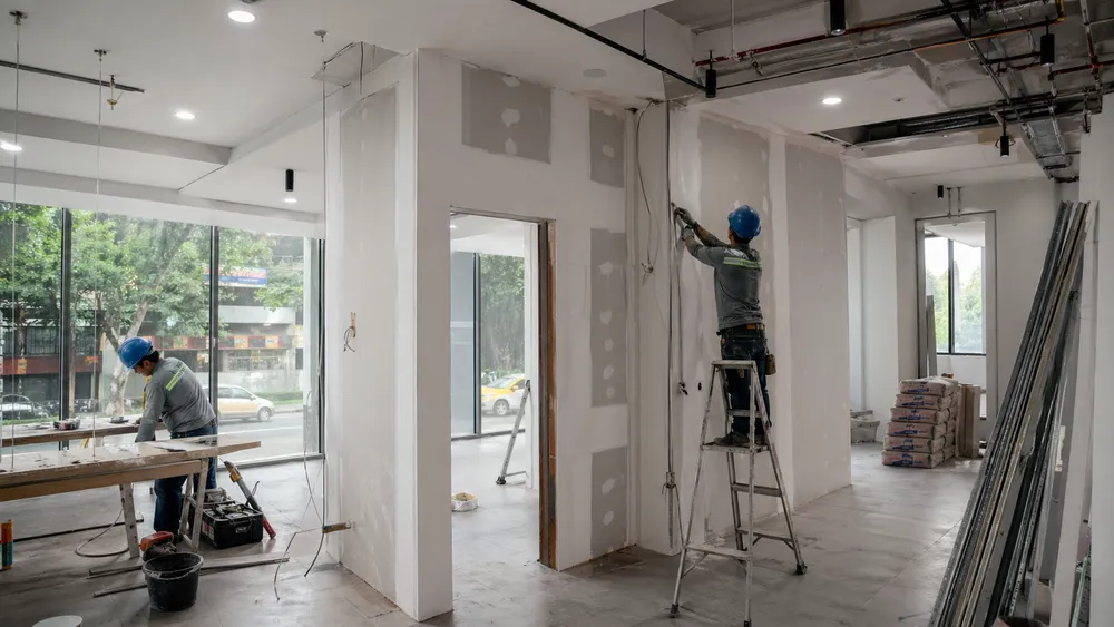 Adecuación de local comercial en Cali — instalación de drywall y acabados interiores en proceso
