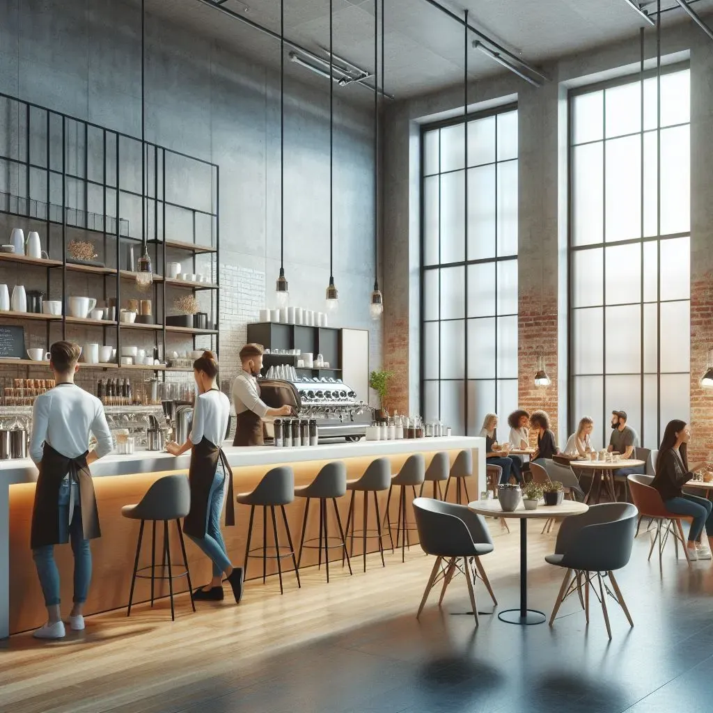 Cafetería moderna en Jamundí con diseño interior contemporáneo y distribución optimizada para flujo de clientes