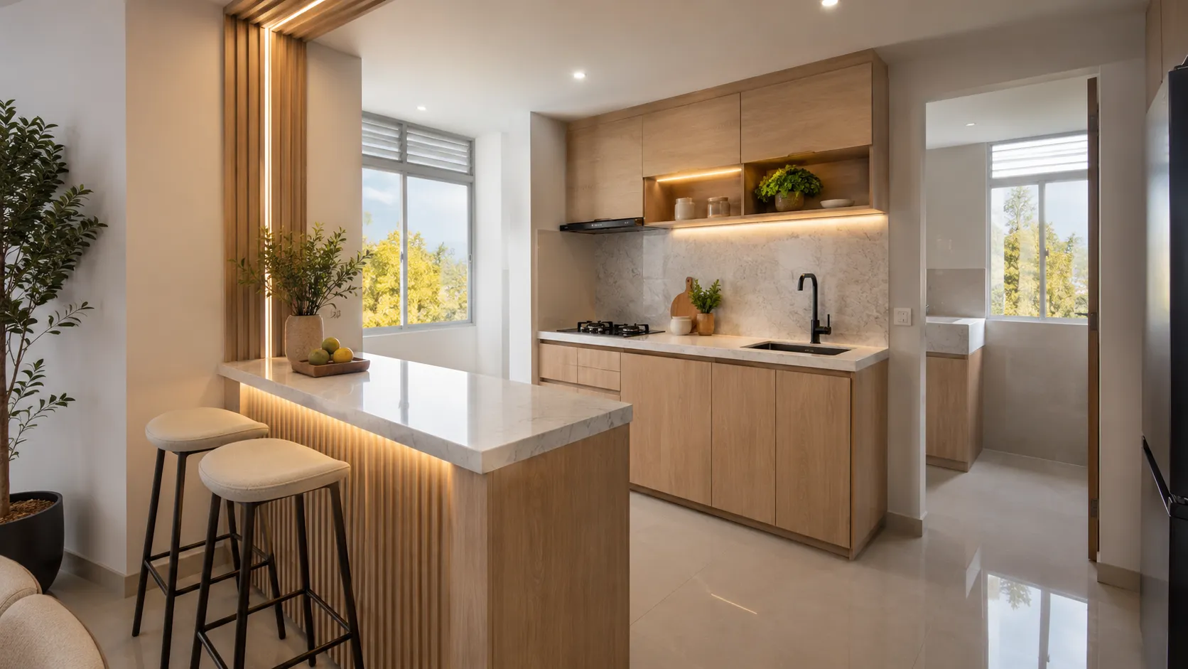 Cocina moderna en apartamento VIS en Cali — acabados CAMARK Projects