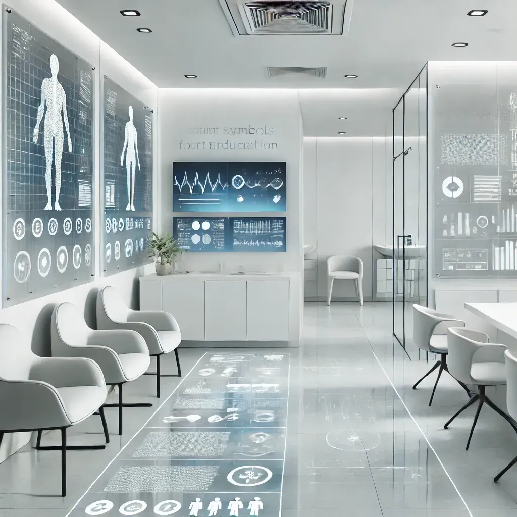 Diseño innovador de interior de consultorio médico en Colombia con materiales que cumplen normativa sanitaria vigente