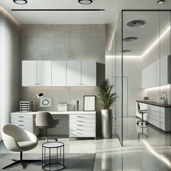 Diseño moderno de consultorio médico en Cali con distribución funcional y acabados clínicos de calidad