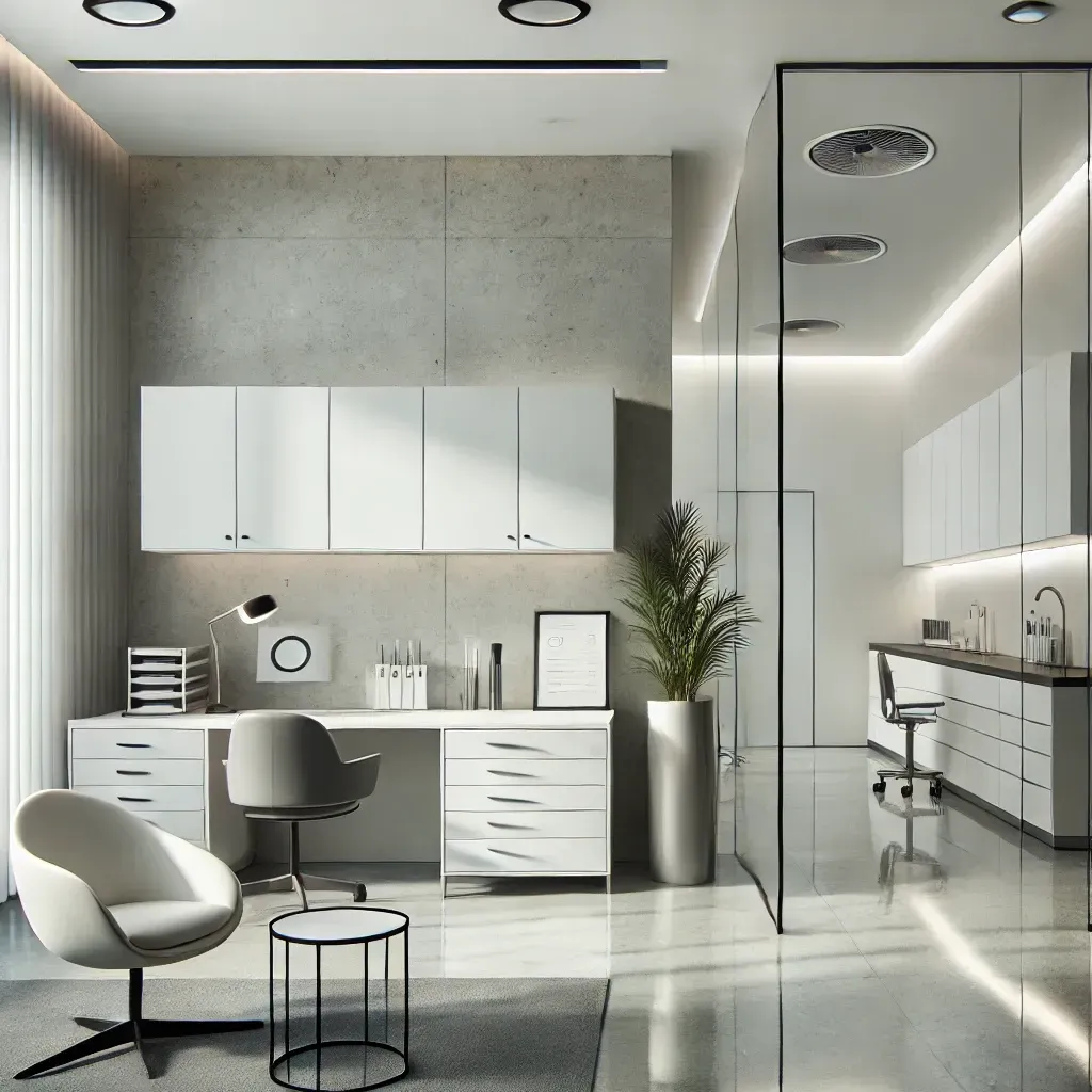 Diseño moderno de consultorio médico en Cali con distribución funcional y acabados clínicos de calidad