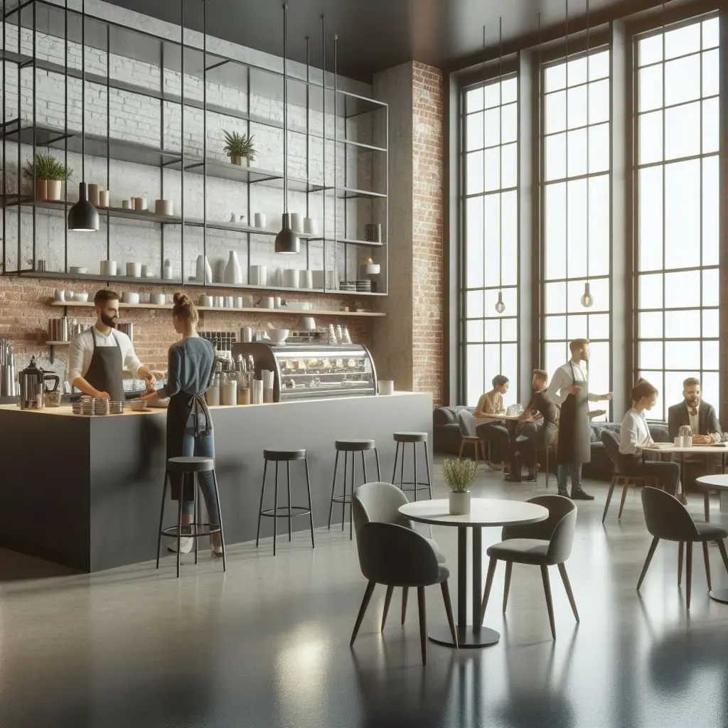 Diseño interior de cafetería moderna en Jamundí con distribución y ambientación contemporánea