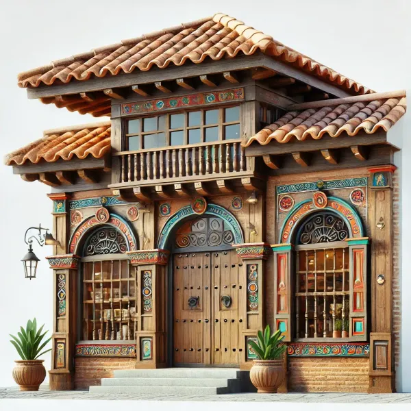 Fachada rústica y creativa para local comercial en Cali con materiales naturales y diseño artesanal