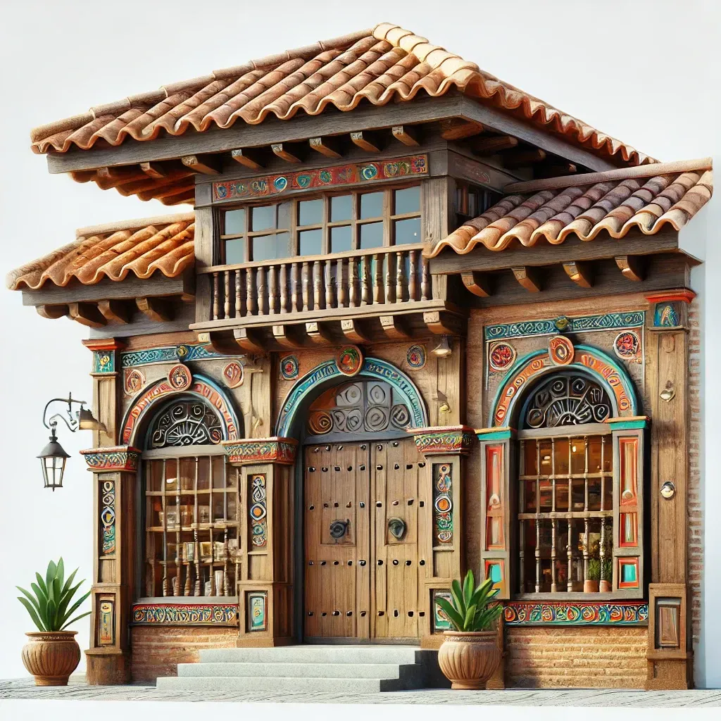 Fachada rústica y creativa para local comercial en Cali con materiales naturales y diseño artesanal