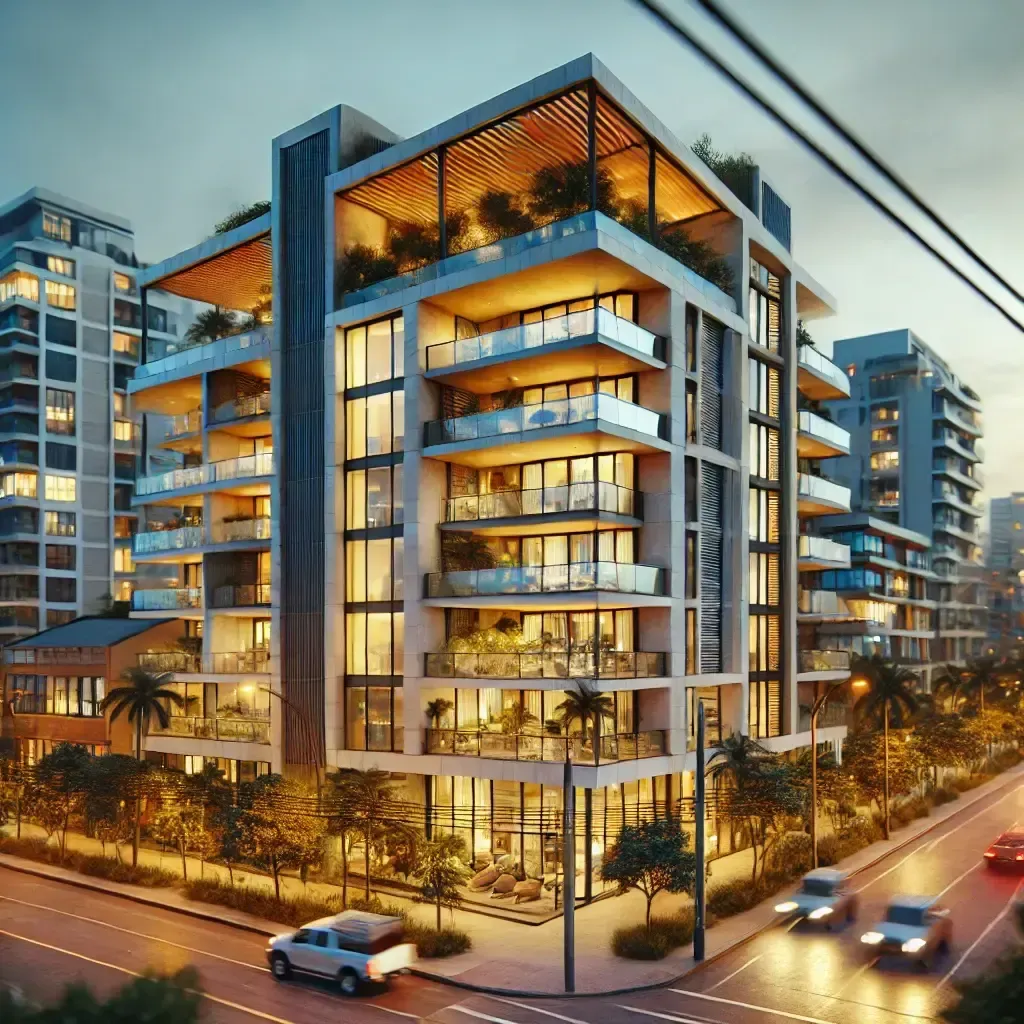 Render fotorrealista de diseño y construcción de hotel en Cali realizado por CAMARK Projects con iluminación y materiales precisos