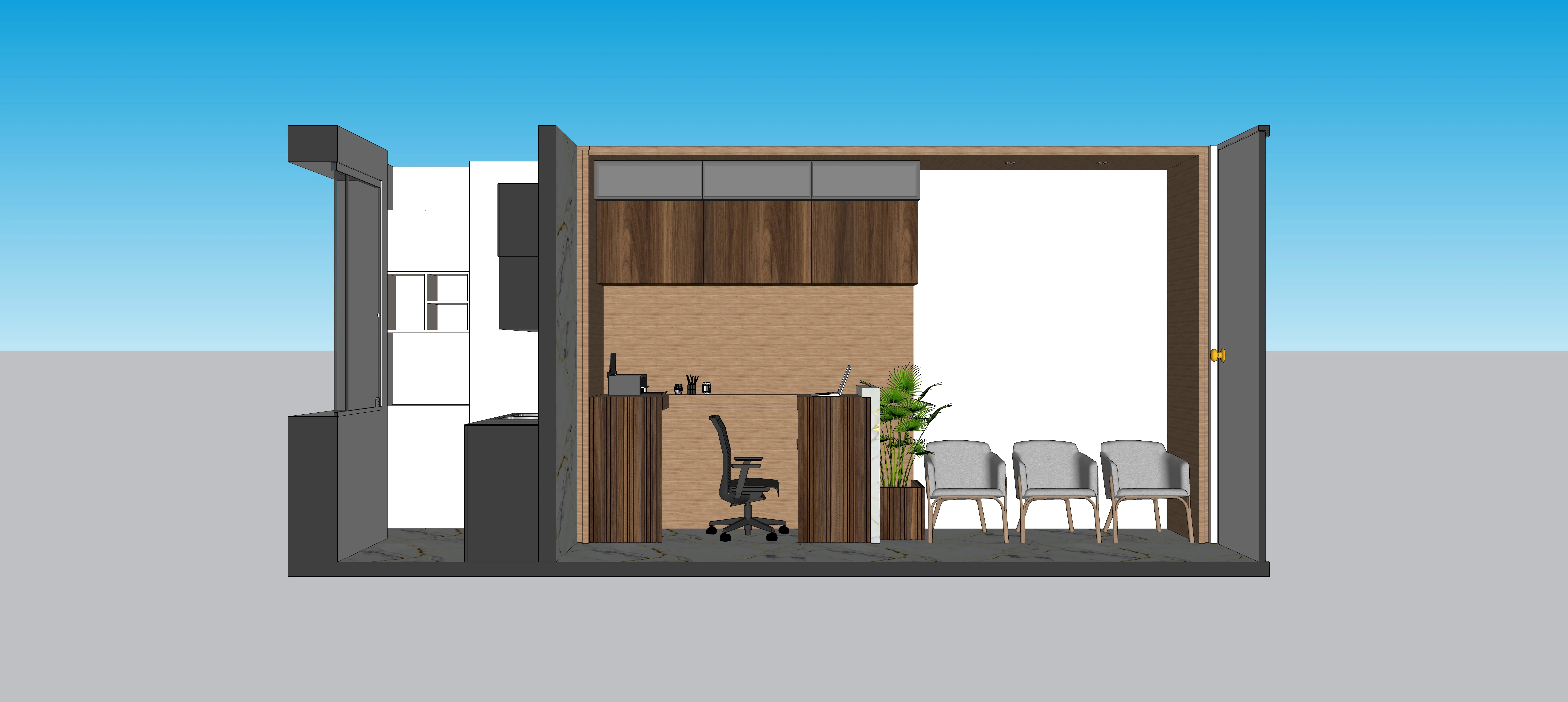 Sala de espera y recepción de consultorio médico remodelado en Cali — acabados e iluminación CAMARK Projects