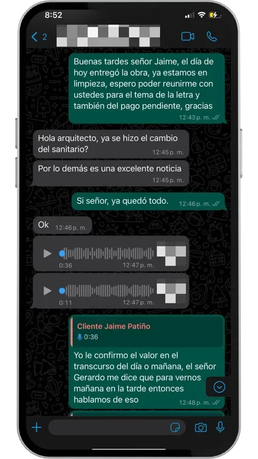 Testimonio cliente satisfecho CAMARK Projects WhatsApp