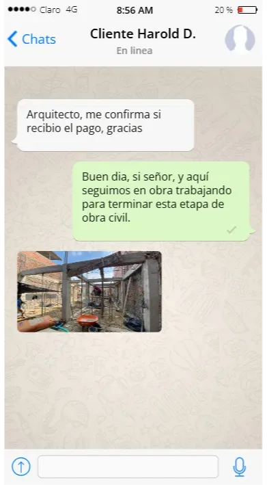 Testimonio cliente satisfecho CAMARK Projects WhatsApp